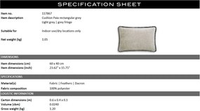 Perna design lux Paia gri rectangular 60x40cm