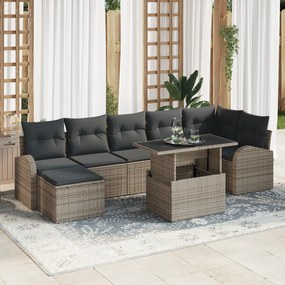 vidaXL Set de canapele pentru grădină , 8 piese cu perne, gri, din ratan sintetic