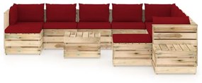 Set mobilier de gradina cu perne, 12 piese, lemn verde tratat Vinsko rde  a in rjava, 12