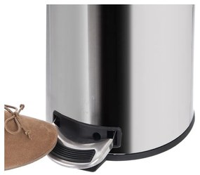 Coș de gunoi argintiu lucios cu pedală din oțel inoxidabil 3 l – Orion