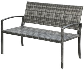 Outsunny Banca de grădină, în stil poliratan, cu cadru din oțel, pentru 2 persoane, gri, 122 x 60 x 85cm | Aosom Romania