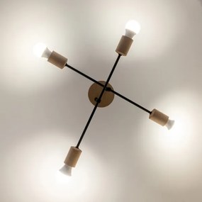Lustră aplicată CAMBRIDGE 4xE27/15W/230V, din lemn de pin