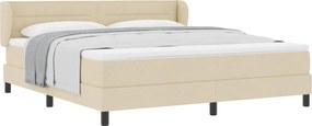 vidaXL Pat cu arcuri cu saltea cu headboard Crem 180 x 200 cm țesătură