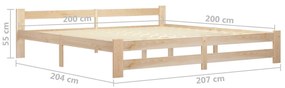 Cadru de pat cu 2 sertare, 200 x 200 cm, lemn masiv de pin Maro, 200 x 200 cm, 2 Sertare