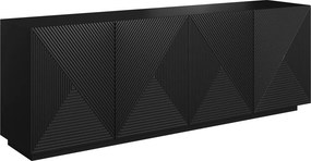 Comodă Asha 200 cm cu 4 uși - negru mat