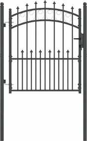 vidaXL Poartă de gard cu țepi Gri 125 x 100 cm Oțel vopsit în pulbere