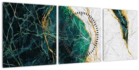 Tablou - Marmură turcoaz (cu ceas) (90x30 cm)