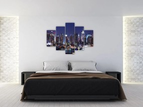 Tablou - Zgârie-nori din New York iluminate (150x105 cm)