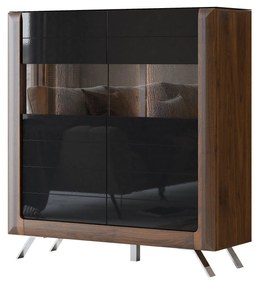 Vitrină Kassie Typ 42 (negru lucios + nuc columbia) (cu iluminat). 1108365