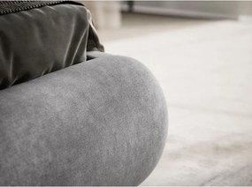 Pat matrimonial gri tapițat cu spațiu de depozitare cu somieră 180x200 cm Maumere – Maison de Rêve