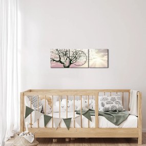 Tabloul copacului roz (cu ceas) (90x30 cm)