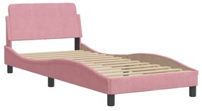 373097 vidaXL Cadru de pat cu tăblie, roz, 90x190 cm, catifea