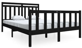 3100703 vidaXL Cadru de pat, negru, 140x190 cm, lemn masiv