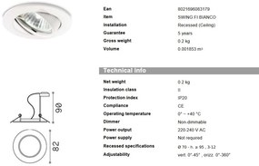 Set de 3 spoturi orientabile, incastrabile diam.8,2cm, SWING FI1 alb 083179