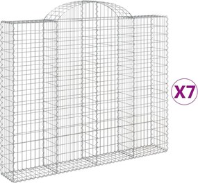 vidaXL Coșuri gabion arcuite 7 buc, 200x30x160/180 cm, fier galvanizat