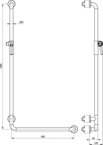 Lehnen Bară de susținere cu montare pe perete, unghi - stânga NIL_0L2D