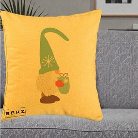 Perna Decorativa Gnom Nordic cu Cana Calda Menta, 40x40 cm, Galben, Husa Detasabila, Perna Inclusa, BEKZ®