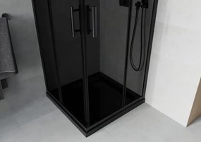 Mexen Rio cabină de duș pătrată 80 x 80 cm, grafit, neagră + cadă Flat, neagră - 860-080-080-70-40-4070B