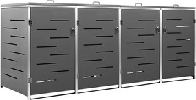 vidaXL Magazie pentru patru pubele 276,5x77,5x112,5 cm oțel inoxidabil