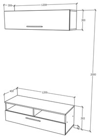 Living haaus Haga V11, Antracit/Stejar Wotan, L 120 cm