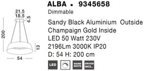 Pendul LED dimabil design modern ALBA negru 54cm