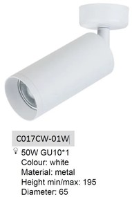 Spot directionabil aplicat de tavan/plafon Focus MYC017CW-01W