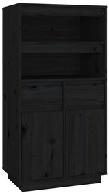 814538 vidaXL Dulap înalt, negru, 60x40x116,5 cm, lemn masiv de pin