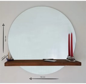 Oglindă de perete cu raft SUNSET 70x70 cm pin