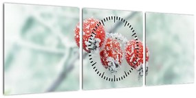 Tablou cu măcieșe înghețate (cu ceas) (90x30 cm)