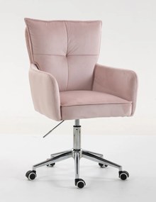 HR250K Scaun Catifea Roz Pudra Bază Cromata
