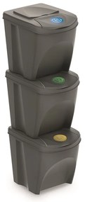 Set pubele pentru deseuri sortate II, 3 x 25 l, gri