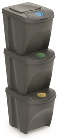 Set pubele pentru deseuri sortate II, 3 x 25 l, gri