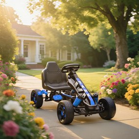 AIYAPLAY Kart cu pedale pentru copii 3-6 ani, max. 50 kg, cu suport pentru pahar și roți EVA antiderapante, albastru | Aosom Romania