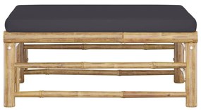 Taburet de gradina cu perna gri inchis, bambus 1, Morke gra, suport pentru picioare