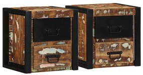 vidaXL Noptiere 2 buc multicolore 40x35x40 cm lemn masiv recuperat