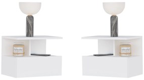 Set 2 Noptiere suspendate Kabi, 1 Usa, Alb, 45 x 30 x 34 cm