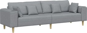 vidaXL Canapea cu pernă Gri deschis 250 x 77 x 76 cm țesătură