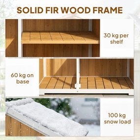 Outsunny Dulap de grădină Adăpost exterior etanș cu acoperiș metalic Uși duble pentru unelte de grădină 105x55x179cm Natural | Aosom Romania
