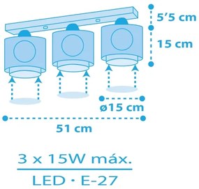 Plafonieră pentru copii Dalber 60653 PIRATE ISLAND 3xE27/15W/230V