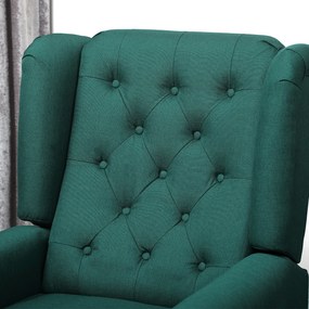 HOMCOM Fotoliu elegant cu urechi, bine tapițat, husă detașabilă, 74 x 86 x 102 cm, Verde închis | Aosom Romania