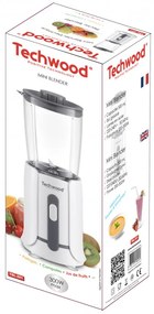 Resigilat: Mini blender Techwood TBL-201, 300W, 0.5 L, Cutite otel, Alb