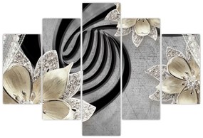 Tablou - 3D Flori aurii (150x105 cm)