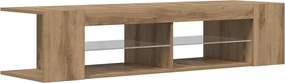 vidaXL Dulap TV cu LED stejar artizanal 135x39x30 cm lemn prelucrat