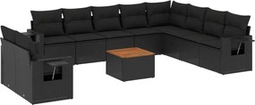 vidaXL Set canapele de grădină cu perne, 11 piese, negru, poliratan