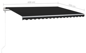 Copertina retractabila manual, cu LED, antracit 4,5x3 m Antracit, 4.5 x 3 m