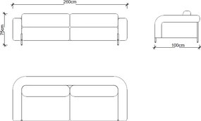 Canapea lemn masiv Marquesa 3 Locuri, 260 × 100 × 75 cm
