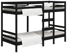 3139843 vidaXL Pat supraetajat, negru, 90x190 cm, lemn masiv de pin