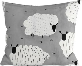Fața de pernă din polibumbac WHITE SHEEPS 45x45 cm, gri