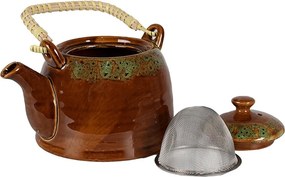 Ceainic cu infuzor, maro, din ceramica, capacitate 750 ml, Browny Green
