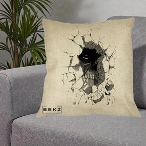 Perna Personalizata Attack on Titan Titan Crapand Zidul, 40x40 cm, Crem, Husa Detasabila, Perna Inclusa, BEKZ®